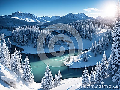 Ski slopes Incorporate a foreground element made with generative ai Stock Photo