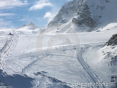 Ski slopes at Zermatt Stock Photo