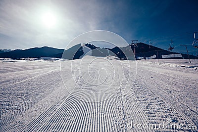 Ski slops on mountains ski resort Stock Photo