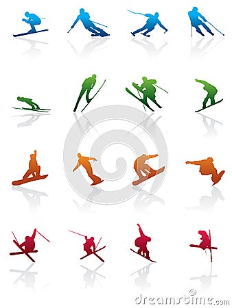 Ski and snowboard icon Vector Illustration