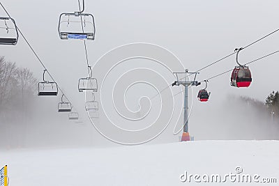 Ski station in Polish mountain. Stock Photo