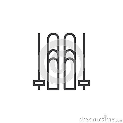 Ski and sticks outline icon Vector Illustration