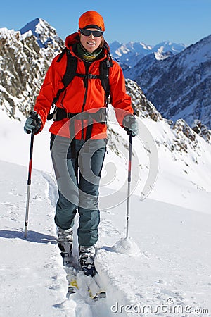 Ski touring Stock Photo