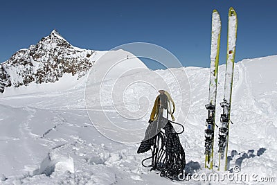Ski touring equipment Stock Photo