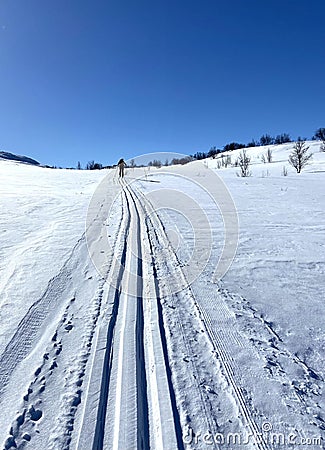 Ski touring in the mountains of Jotunheim- Norway Stock Photo