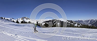 Ski Touring in Pass Thurn, Kitzbuheler Alpen, Tirol, Austria Stock Photo