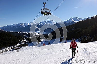 Ski Touring in Pass Thurn, Kitzbuheler Alpen, Tirol, Austria Stock Photo