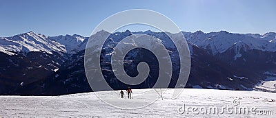 Ski Touring on Resterhohe, Pass Thurn, Kitzbuheler Alpen, Tirol, Austria Stock Photo