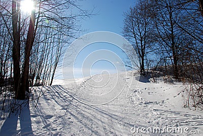 Ski touring track Stock Photo