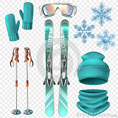 Ski Winter Icon Set Vector Illustration