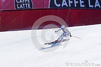 SKI-WORLD-FIGER Michaela Wenig takes part in the Ladies Downhill run for the Woman Ladie Downhill race oNALS-DISIPLINA-SEXO-PRUEBA Editorial Stock Photo