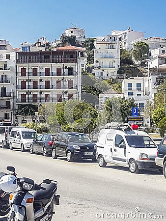 Skiathos city village view Editorial Stock Photo