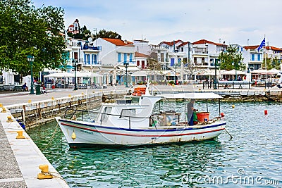 Skiathos town greek tavern by the sea Editorial Stock Photo