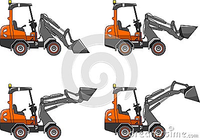 Skid steer loaders. Heavy construction machines. Vector illustration Vector Illustration