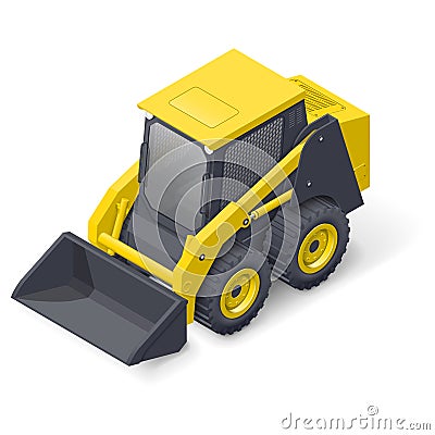 Skid steer mini loader icon Vector Illustration