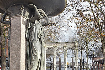 Skidmore Fountain in Ankeny Square circa 1888 Stock Photo