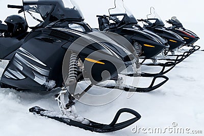 Skidoo's in a row Stock Photo