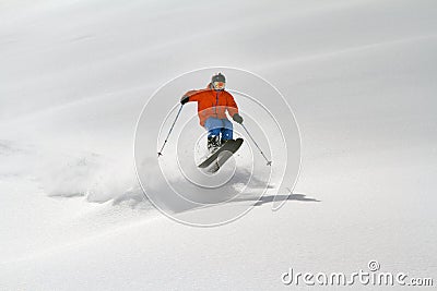 Skier in deep powder, extreme freeride Editorial Stock Photo