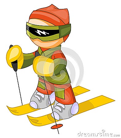 Skier icon Cartoon Illustration