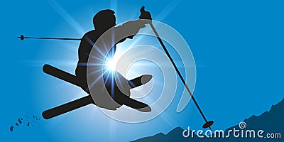 Skier makes a freestyle ski figure Stock Photo