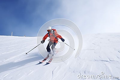 Skier mountains snowed. Generate Ai Stock Photo