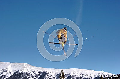 Skier mute grab Stock Photo