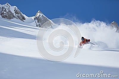 Skier in powder snow Editorial Stock Photo