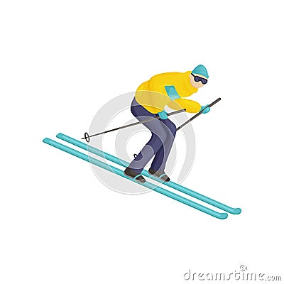 The skier quickly descends from the mountain Stock Photo