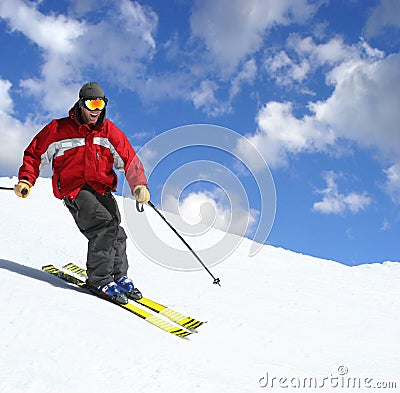Skier on a slope Stock Photo