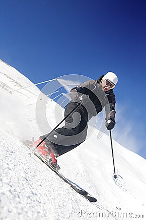 Skier on a slope Stock Photo