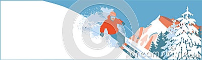 Skier on a snow slope Vector Illustration