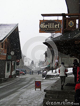 Skiers come back to town Editorial Stock Photo