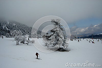 Skiers in Greece Stock Photo