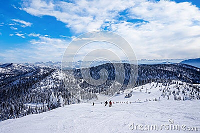 Skiing on The Big Mountain at Whitefish, Montana, at Glacier National Park Stock Photo