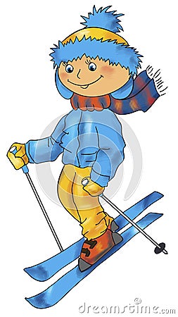 Skiing boy Vector Illustration