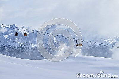 Skiing on the dolomites, Val di Fiemme, Italy Stock Photo