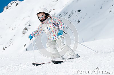 Skiing downhill Stock Photo