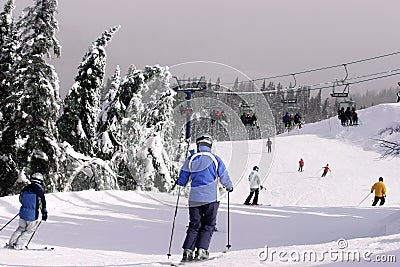 Skiing Downhill Stock Photo