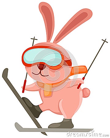 Skiing rabbit Vector Illustration