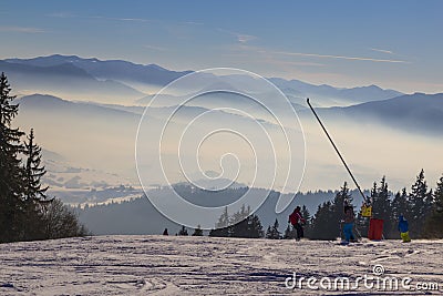 Skiing resort Kubinska Hola, Slovakia. Top view Editorial Stock Photo
