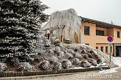 Skiing resort Semmering, Austria. Beautiful chalet in austrian Alps in winter. Editorial Stock Photo