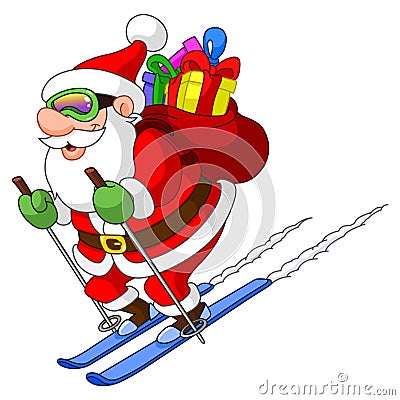 Skiing Santa Vector Illustration