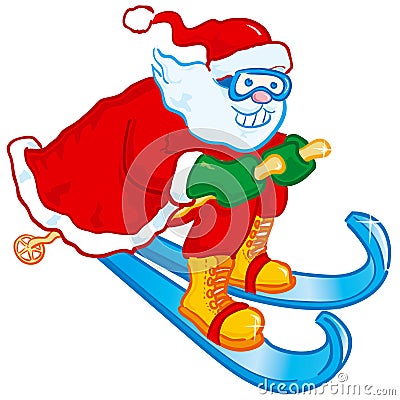 Skiing Santa Vector Illustration