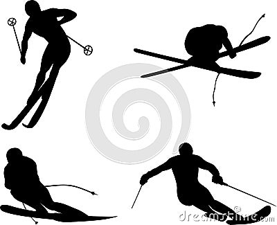 Skiing silhouette Vector Illustration