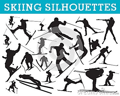Skiing silhouettes Vector Illustration