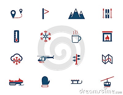 Skiing simply icons Vector Illustration