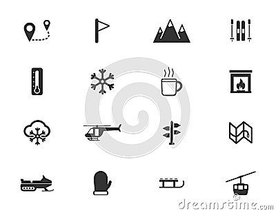 Skiing simply icons Vector Illustration