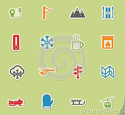 Skiing simply icons Stock Photo