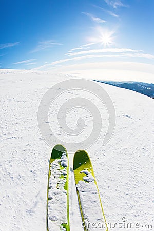 Skiing on a ski slope Stock Photo