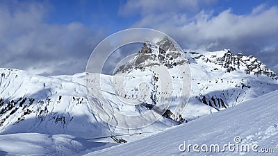 Skiing slopes in winters resort of Lech, Austrian Alps Stock Photo